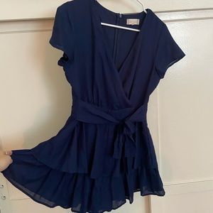 Altar’d State Blue Ruffled Romper